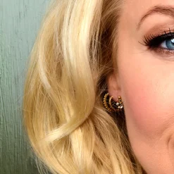 Pan Jewlery – Øreringer i gult gull med zirkonia