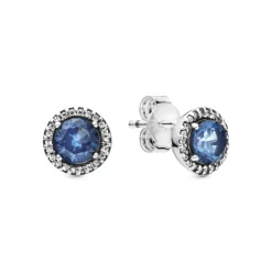 Pandora – Blue Round Sparkle – Ørepynt I Sølv