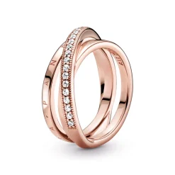 Pandora – Crossover Pavé Trippel Bånd – Ring