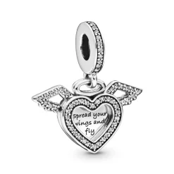 Pandora – Heart & Angel Wings – Charm i sølv