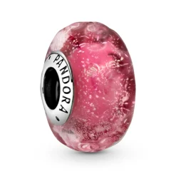 Pandora – Bølget fancy rosa muranoglass charm