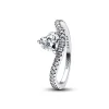 Pandora – Bølget Pavé Hjerte Ring