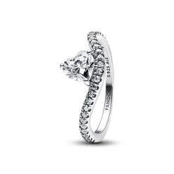 Pandora – Bølget Pavé Hjerte Ring