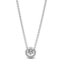 Pandora – Funklende Rund Halo Anheng Collier Halskjede
