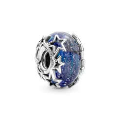 Pandora – Galakse Blå og Stjerne Murano Charm