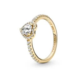 Pandora – Hevet hjerte ring i 14k gult gull
