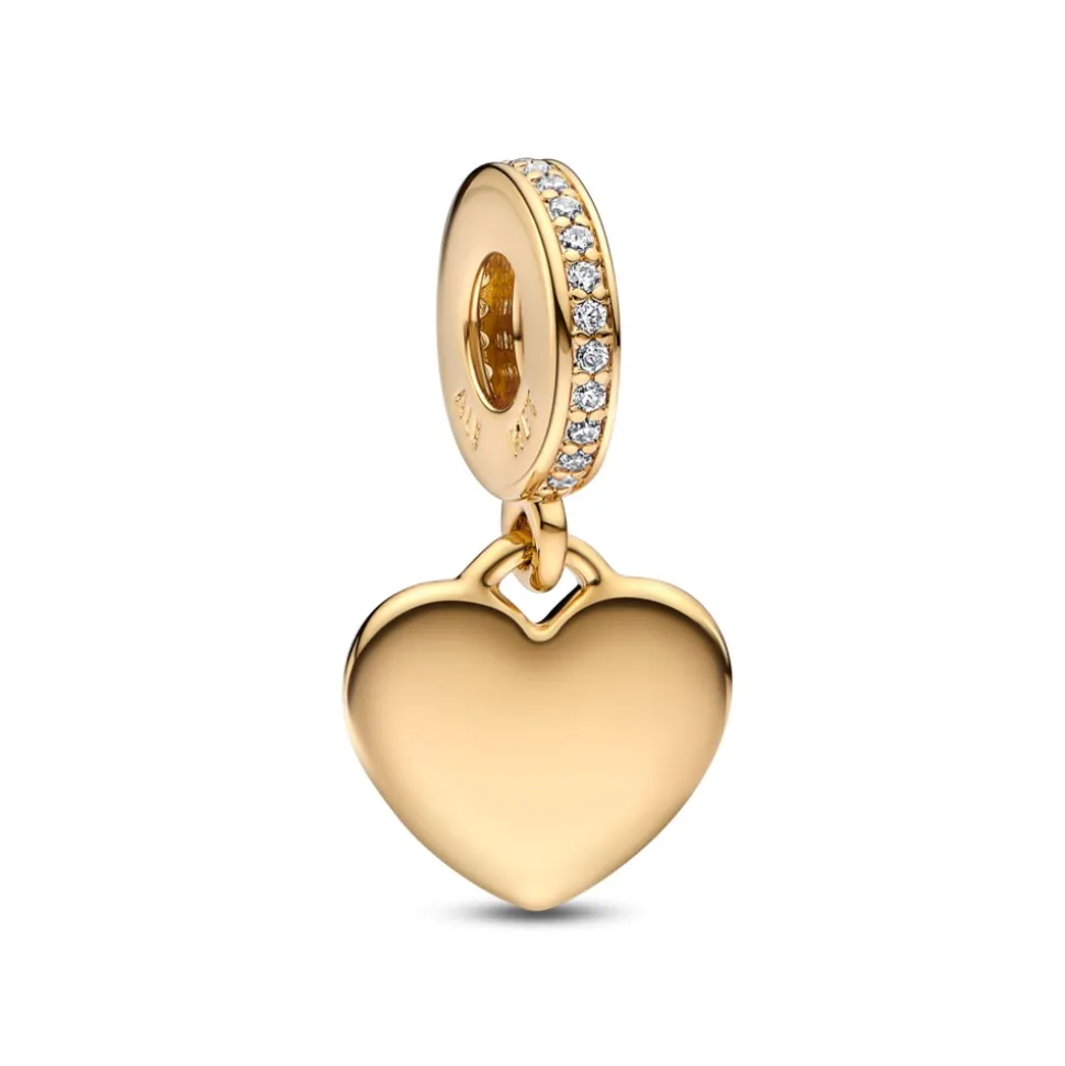 Pandora – Hjerteformet hengende charm i 14k forgylling