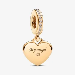 Pandora – Hjerteformet hengende charm i 14k forgylling