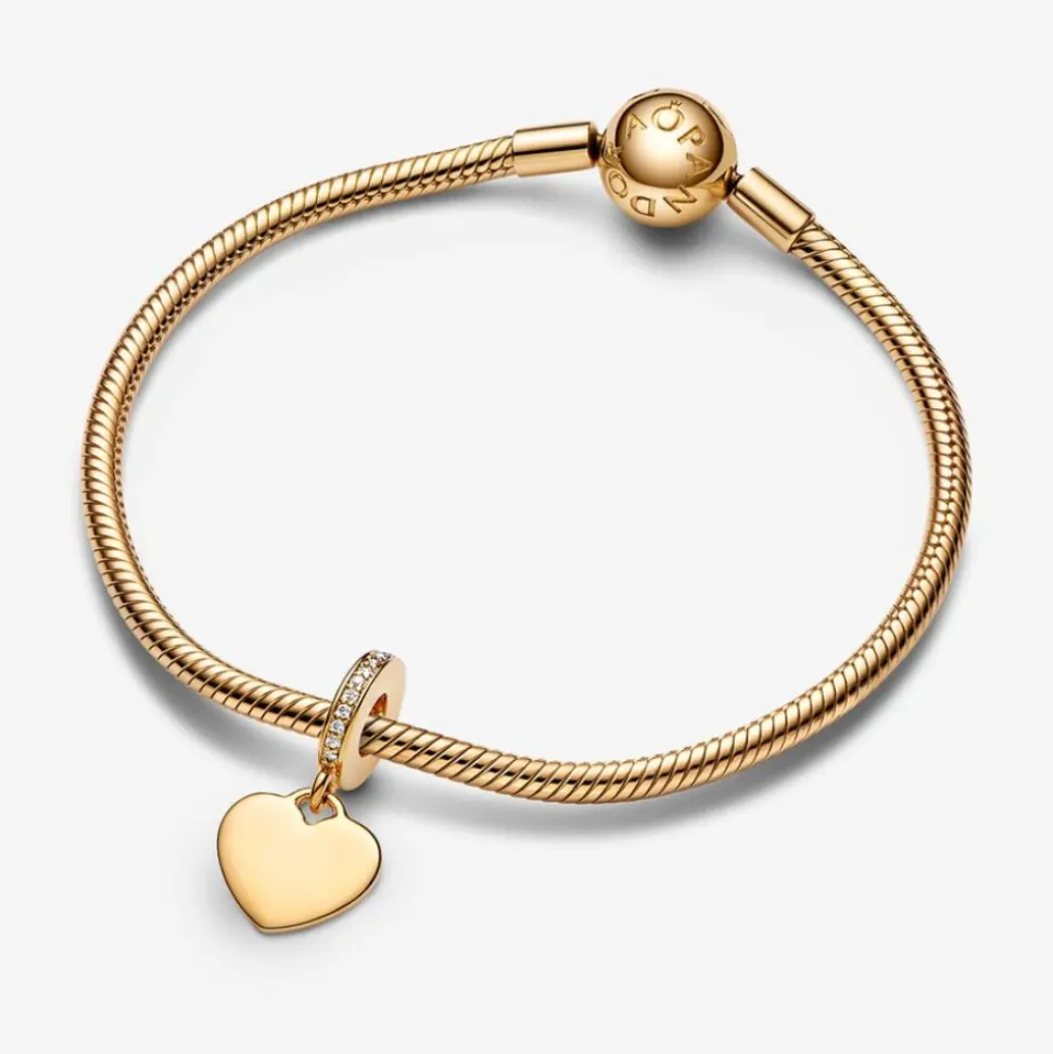 Pandora – Hjerteformet hengende charm i 14k forgylling
