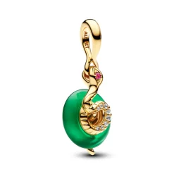 Pandora – Knallgrønn Slange Muranoglass Hengende Charm