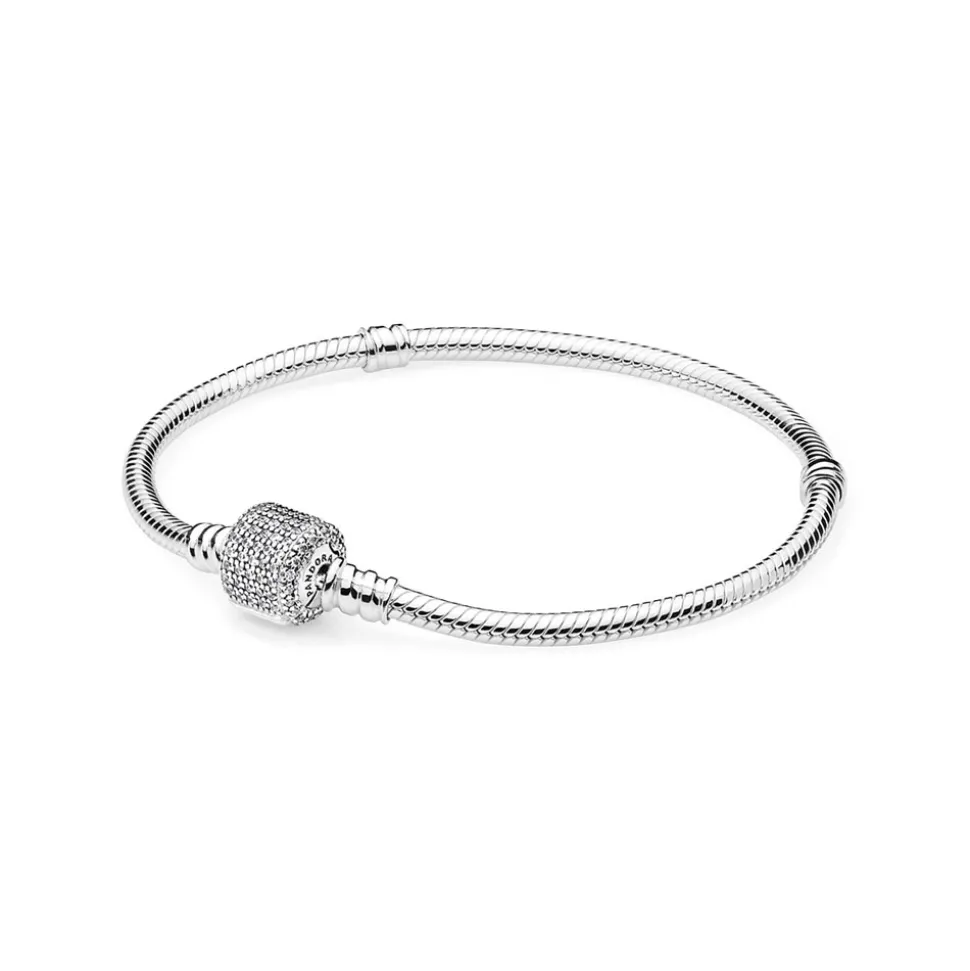 Pandora – Moments Silver Signature Pavé Clasp – sølvarmbånd med zirkonia