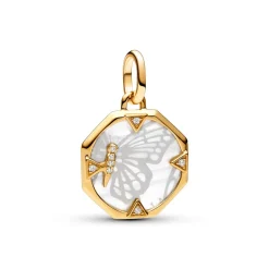 Pandora – Perlemorskimrende Sommerfugl Medaljong Charm