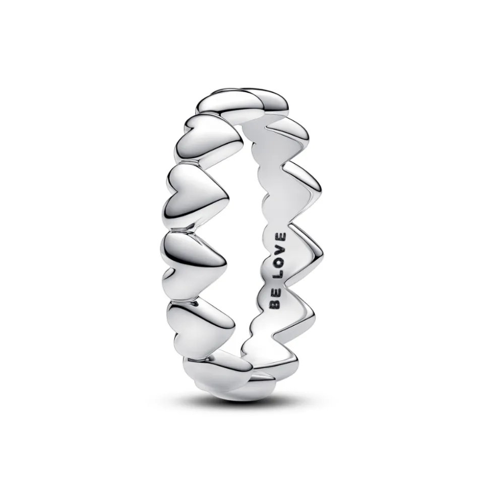 Pandora – Rad med hjerter ring i sølv