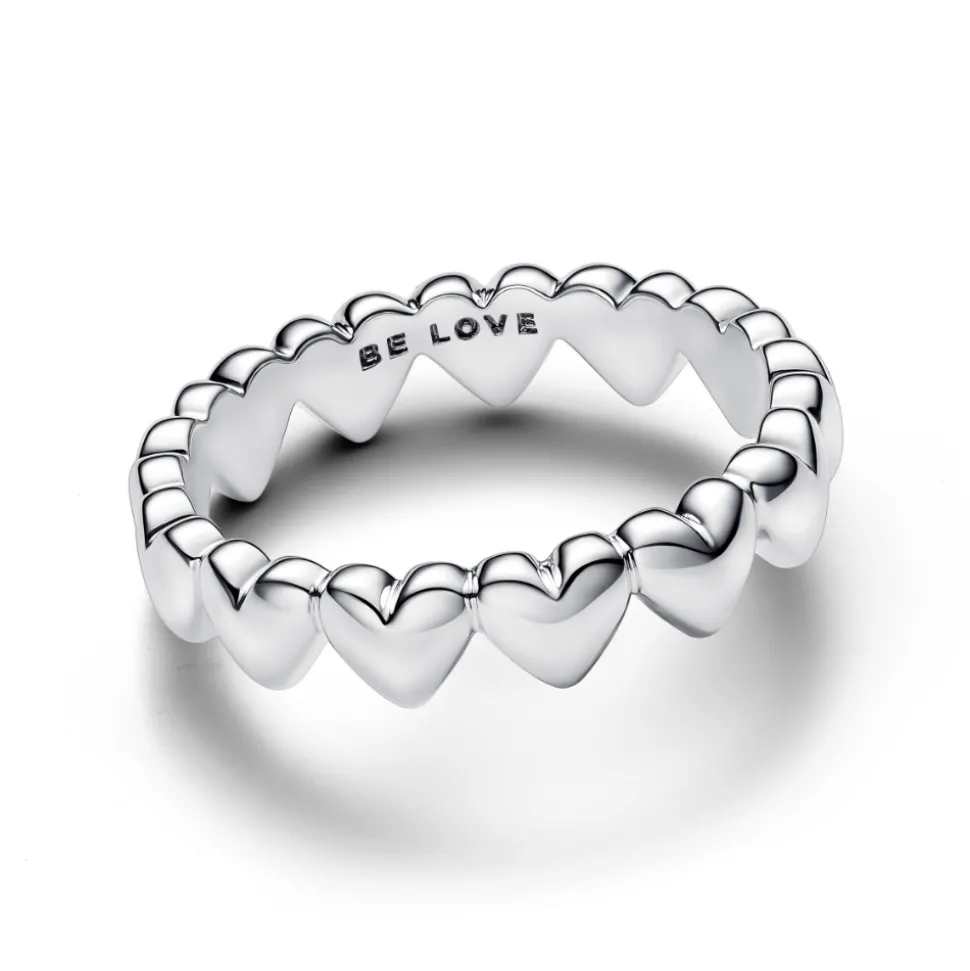 Pandora – Rad med hjerter ring i sølv
