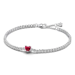 Pandora – Rødt Funklende Hjerte Tennisarmbånd
