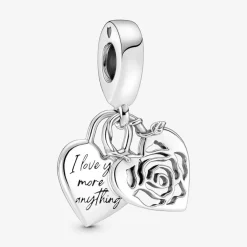 Pandora – Rose Hjerteformet Hengelås Hengende Charm