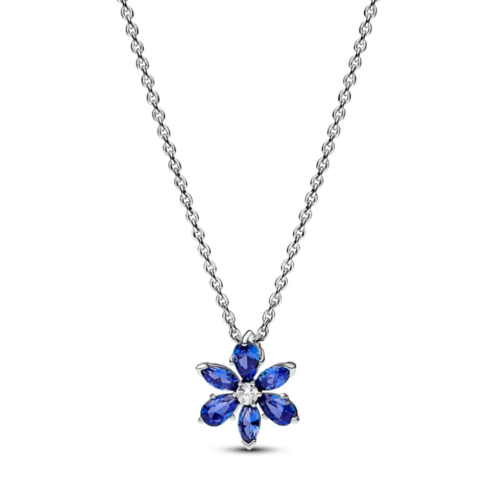 Pandora – Sparkling blue herbarium cluster pendant necklace