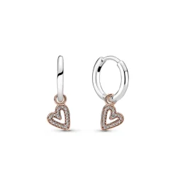Pandora – Sparkling freehand heart hoop earrings