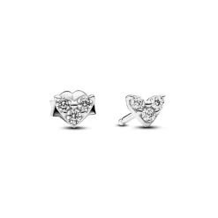 Pandora – Triple Stone Heart Stud Earrings