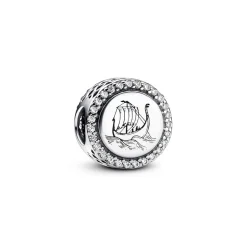 Pandora – Vikingskip Charm i sølv med zirkonia