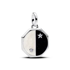 Pandora – Yin og yang hengende charm med glitrende emalje i sort og hvit