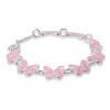 Pia&Per – Armbånd i sølv med glassemalje, rosa sommerfugler