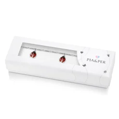 Pia&Per – Charms armbånd i sølv med rød glassemalje, Marihøne