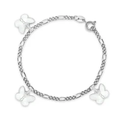 Pia&Per – Charms-armbånd i sølv med hvite sommerfulger