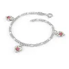 Pia&Per – Charms-armbånd i sølv med glassemalje, rosemotiv hjerter