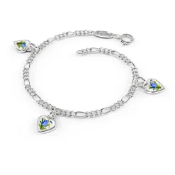 Pia&Per – Charms-armbånd i sølv med glassemalje, blåklokke hjerter