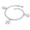 Pia&Per – Charms-armbånd i sølv med glassemalje, hvite blomster