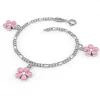 Pia&Per – Charms-armbånd i sølv med glassemalje, rosa blomster