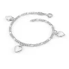 Pia&Per – Charms-armbånd i sølv med glassemalje, hvite hjerter