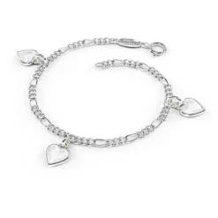 Pia&Per – Charms-armbånd i sølv med glassemalje, hvite hjerter