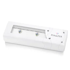 Pia&Per – Charms-armbånd i sølv med glassemalje, blåklokke hjerter