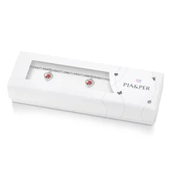 Pia&Per – Charms-armbånd i sølv med glassemalje, rosemotiv hjerter