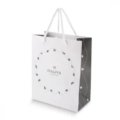 Pia&Per – Charms-armbånd i sølv med glassemalje, hvite blomster