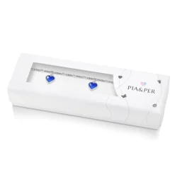 Pia&Per – Charms-armbånd i sølv med glassemalje, kongeblå hjerter
