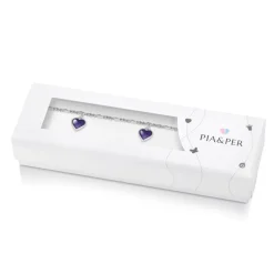 Pia&Per – Charms-armbånd i sølv med glassemalje, lilla hjerter