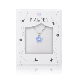Pia&Per – Halssmykke i sølv med lyseblå blomst