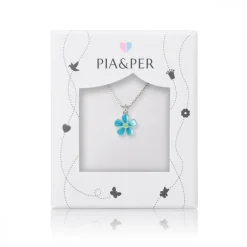 Pia&Per – Halssmykke i sølv med turkis blomst