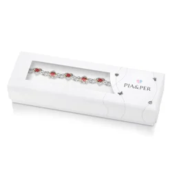 Pia&Per – Helarmbånd i sølv med hjerte, rosemotiv