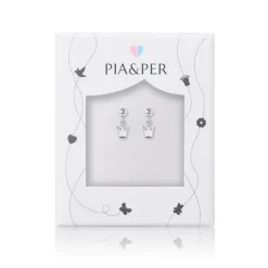 Pia&Per – Ørepynt i sølv med glassemalje – Hvite prinsessekroner (mini)