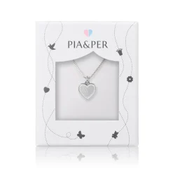 Pia&Per – SØLV – Anheng, Hjerte Hvit Emalje – 12×11 mm