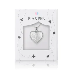 Pia&Per – SØLV – Anheng, Hjerte Hvit Emalje – 21×19 mm