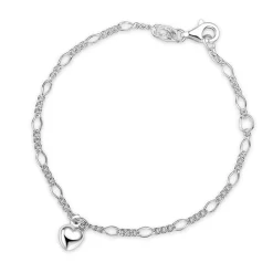 Pia&Per – SØLV – ARMBÅND FIGARO M/ HJERTE
