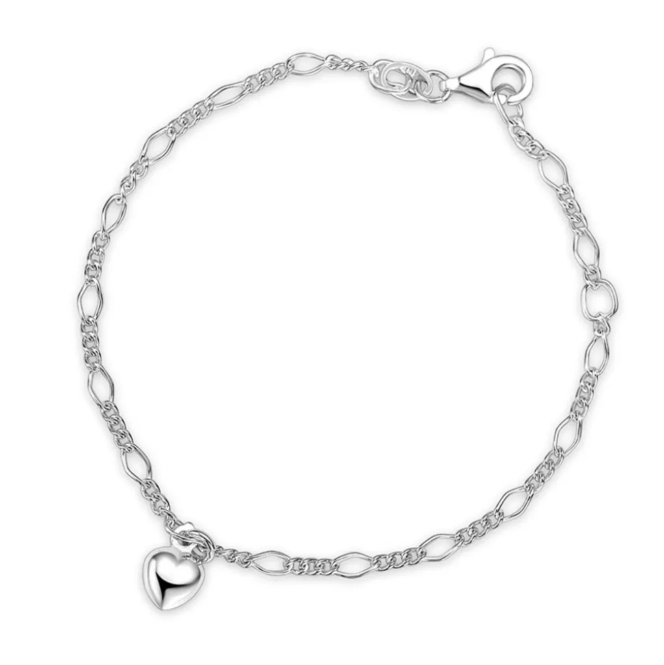 Pia&Per – SØLV – ARMBÅND FIGARO M/ HJERTE