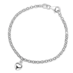 Pia&Per – SØLV – ARMBÅND MED 1 HJERTE. REGULERBAR LENGDE 13-15 CM