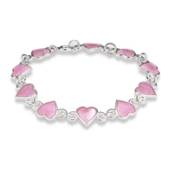 Pia&Per – SØLV – ARMBÅND,HJERTE ROSA EMALJE