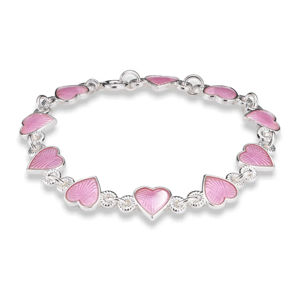 Pia&Per – SØLV – ARMBÅND,HJERTE ROSA EMALJE